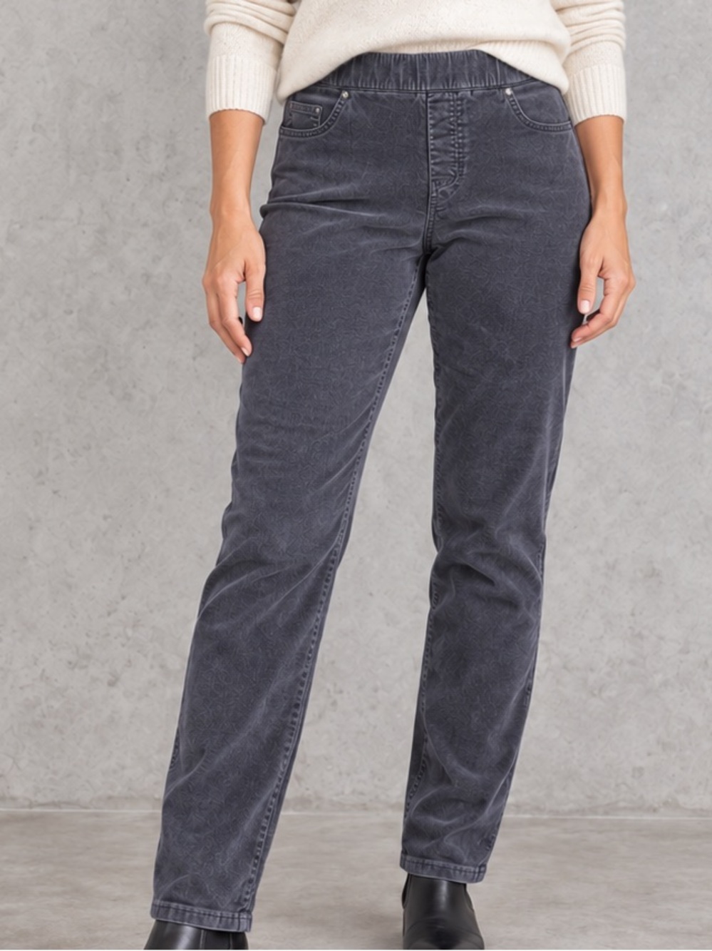 Reaction Kenneth Cole Grey Corduroy Pull-On Pants Size 10